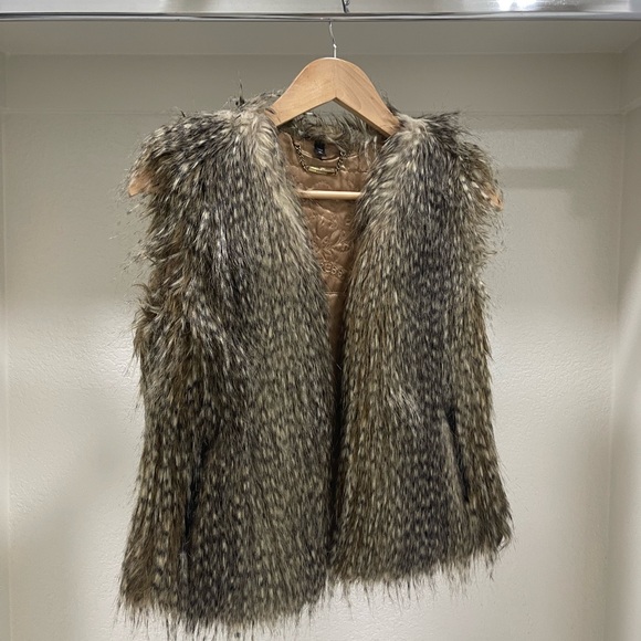 Printed Peacock-faux fur teddy vest jacket coat winter chic winter express - Picture 15 of 15